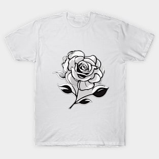 Monochrome Elegance Rose Illustration No. 678 T-Shirt